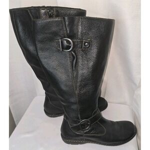 BOC Born Tall Riding Boots Womens 8M Dark Brown Buckle Leather Wide Shaft Zip
